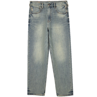 907杰克琼斯男装牛仔裤秋季新款水洗后背皮标廓形长裤子男款