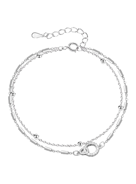 银色几何双层百搭手链女简约气质