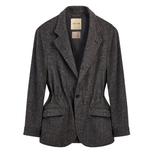 【高克重保暖50羊毛】CULTUM意式复古人字纹西装领夹克男休闲外套