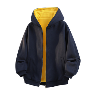 回力加绒重磅开衫卫衣男士秋冬季2025新款休闲加厚连帽衫拉链外套