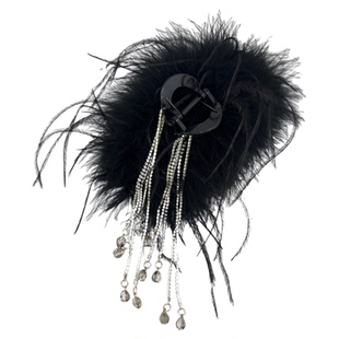 秋冬氛围感之神~紫色羽毛流苏水钻抓夹高级感洋气鲨鱼夹旅行发卡