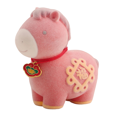 马上有钱植绒小马桌面摆件马年