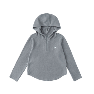 棵初25年冬季新款亲子中大女童休闲连帽衫亲肤微弹内里绒感针织衫