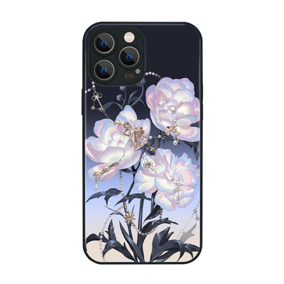 9397号列车木野春·花卉系列·蝴蝶洋牡丹自创插画手机壳适用于苹果17Promax华为p70promate小米17vivooppo