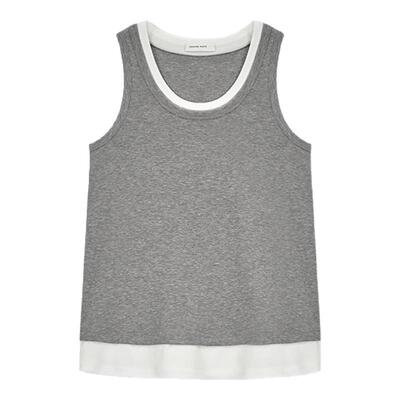 concise-white/简白25SS系列女士假两件拼色背心银泰百货 301257