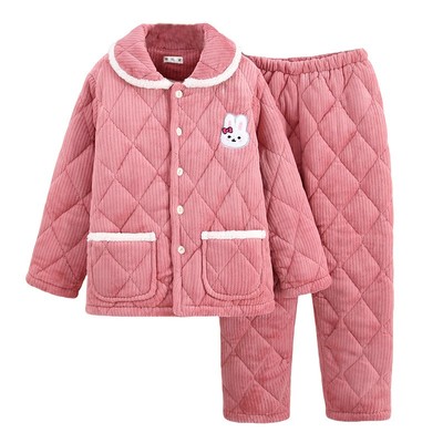 女士三层夹棉加厚睡衣