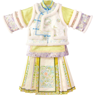 乌扣.惊鸿 女童冬季套装儿童中国风古装改良冬清汉女服装加厚冬装