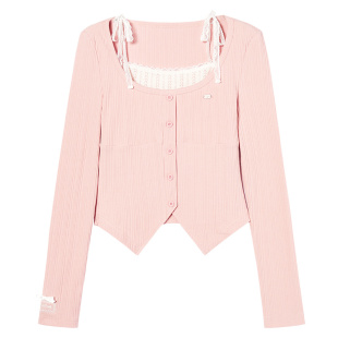 【89/件】EPTISON毛针织衫女新款假两件短款修身甜美少女风小上衣