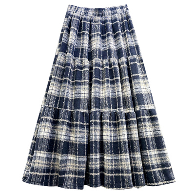 高货！加厚格子毛呢蛋糕裙半身裙