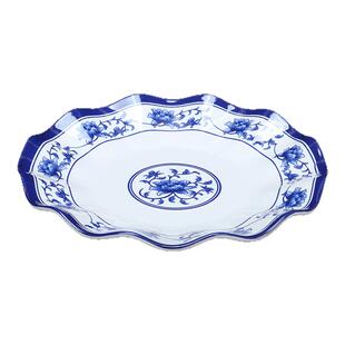 莲花盘密胺菜盘花边盘子仿瓷圆盘商用小吃盘凉菜盘波浪纹炒菜碟子