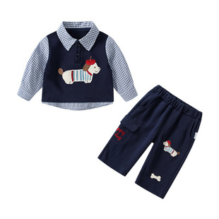 超好看洋气男宝宝春装分体套装春季韩版时髦小童婴儿衣服外出帅气