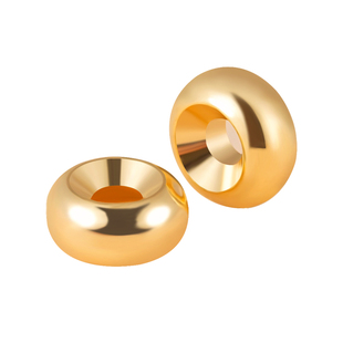 镀18K金隔片车轮珠4/5/6mm大孔散珠diy手串隔珠金色配珠手链配件