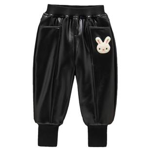 女童加绒加厚裤子秋冬宝宝外穿夹棉保暖裤儿童冬季一体绒特厚皮裤