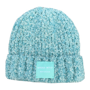 大头围加厚马海毛针织帽显脸小2024新款时尚百搭字母标毛线帽女