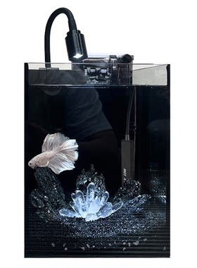 水晶暗黑风格免换水超白斗鱼缸
