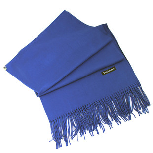 秋冬新款男女宝蓝色藏蓝天蓝纯色大红围巾围脖加长仿羊绒披肩两用