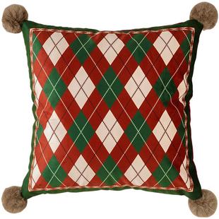 范居态度喜庆派对抱枕圣诞氛围感红色格子抱枕套沙发靠垫心形礼物