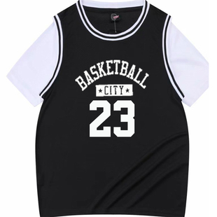 篮球服套装男女款球衣定制班服假两件短袖大中小学生运动比赛队服