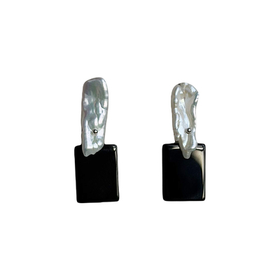 夜白天然巴洛克珍珠耳钉耳夹