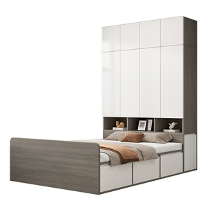 榻榻米床衣柜一体小户型儿童床多功能储物床卧室带书桌组合衣柜床