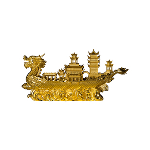 铜师傅 见微系列《御龙而行》一帆风顺龙船摆件 桌面龙舟摆件