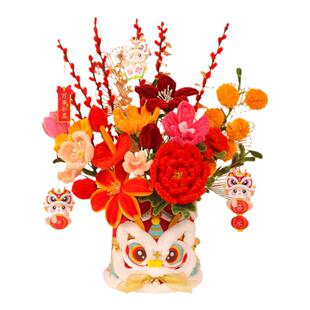 春节年宵花扭扭棒花束抱抱桶福桶手工编织diy材料包新年礼物摆件