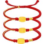 周六福黄金手绳足金女款定价祥瑞三宝手链送礼物正品官方旗舰店