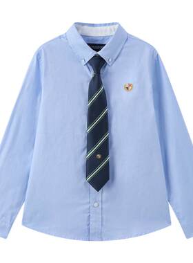 elandkids男童学院风长袖衬衫