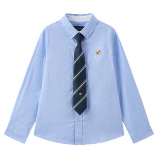 【100%棉】eland kids衣恋童装男童衬衫25秋新品刺绣长袖
