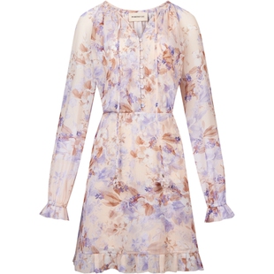 商场同款 宝姿PORTSPURE女装2025秋冬新品经典度假浪漫长袖连衣裙