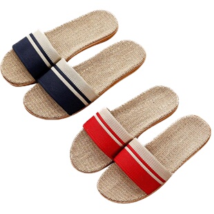 家用凉拖鞋亚麻草编女男夏季藤编竹子室内情侣防滑家居家夏天春秋