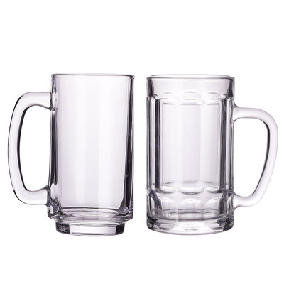 家用透明啤酒带把手盖玻璃杯加厚