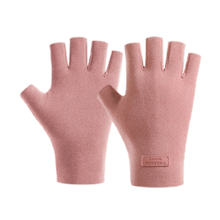 半指手套女冬季天露指秋薄款学生写字漏指头防寒保暖办公打字手套