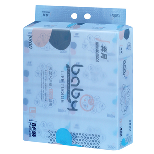 奔月baby抽纸木浆家用擦手纸卫生纸巾4层8包实惠餐巾面巾纸抽取式