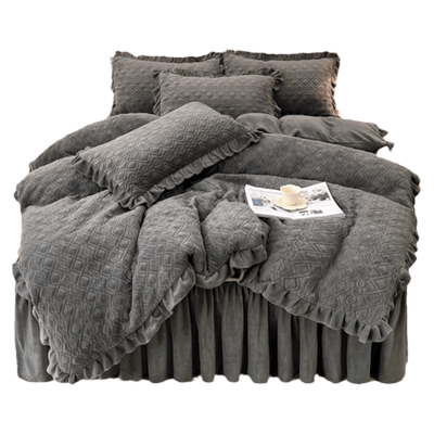 欧式夹棉绗缝加厚保暖蜜桃绒被套