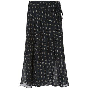 LANCY/朗姿2024夏季新款围裹式真丝印花半身裙女长款显瘦碎花裙子