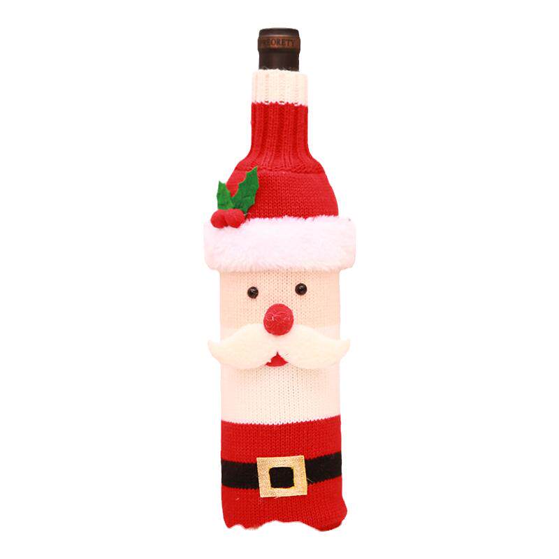 圣诞装饰品酒瓶套香槟红酒袋针织