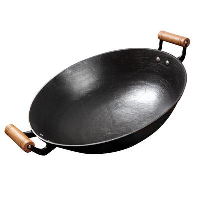 双狮正品铁锅双耳锅无涂层炒锅家用炒菜锅老式大锅不粘燃气灶适用