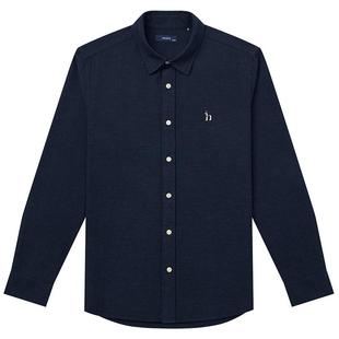 【轻磨毛】Hazzys哈吉斯秋季彩点提花休闲时尚衬衣长袖棉质衬衫男