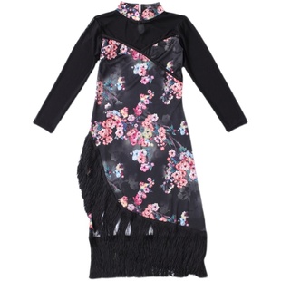 拉丁舞旗袍流苏表演服连衣裙国际比赛专业演出伦巴古典舞演出服装