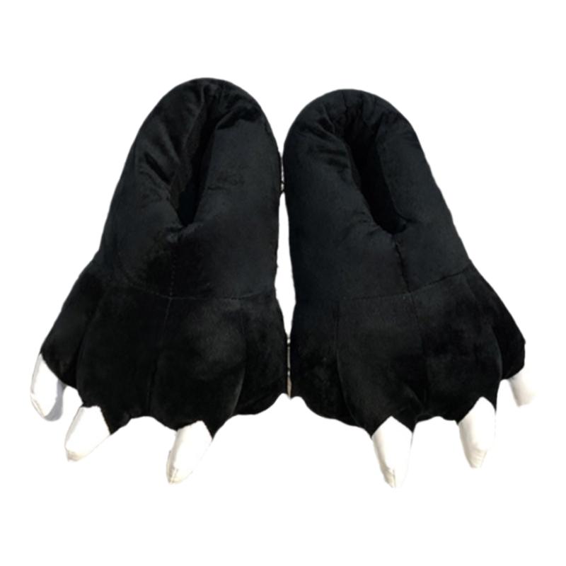 冬爱情公寓卡通恐龙熊掌防滑保暖毛绒包跟室内搞怪男女爪子棉拖鞋