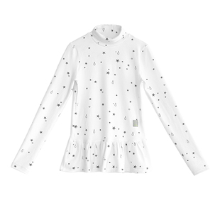 innomoood tears star星星泪滴德绒条纹高领荷叶边打底t恤长袖