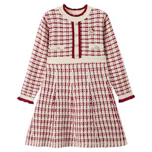 【商场同款】PawinPaw卡通小熊童装25年冬季新款女童毛衣连衣裙