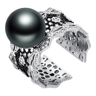 CLORIS  YING大溪地巴洛克黑珍珠戒指女小众设计可调节高级感指环