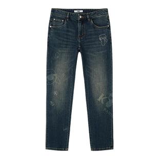 KARL LAGERFELD复古做旧水洗印花【棉】牛仔裤25秋季新品老佛爷男