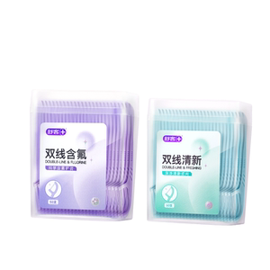舒客牙线棒双线含氟一次性薄荷清新家用超细二合一压签非独立包装