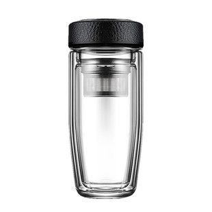 诺岩双层玻璃杯便携水杯子创意带盖滤网办公随手杯耐热车载泡茶