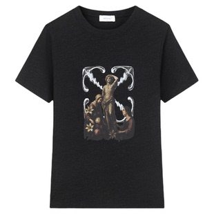 OFF-WHITE™油画人像箭头短袖T恤女款基础高街圆领潮牌休闲上衣