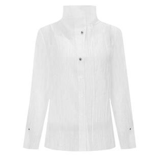 IDPAN莱赛尔长袖衬衫女朦胧感褶皱两穿式领型上衣衬衣25冬季新款