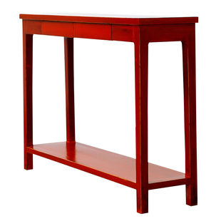 古朴彩漆玄关桌实木条几柜储物案台置物架现代中式简约靠墙窄边桌